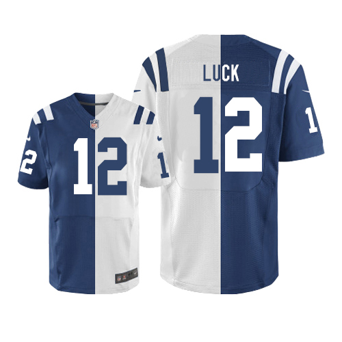 Men's Elite Andrew Luck Nike Jersey Royal Blue/White - #12 Split Fashion NFL Indianapolis Colts